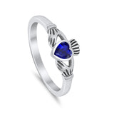 Irish Claddagh Heart Promise Ring Simulated Cubic Zirconia 925 Sterling Silver