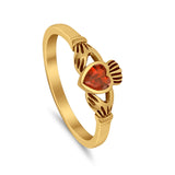 Irish Claddagh Heart Promise Ring Simulated Cubic Zirconia 925 Sterling Silver