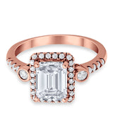 Halo Weddding Bridal Promise Ring Simulated Cubic Zirconia 925 Sterling Silver