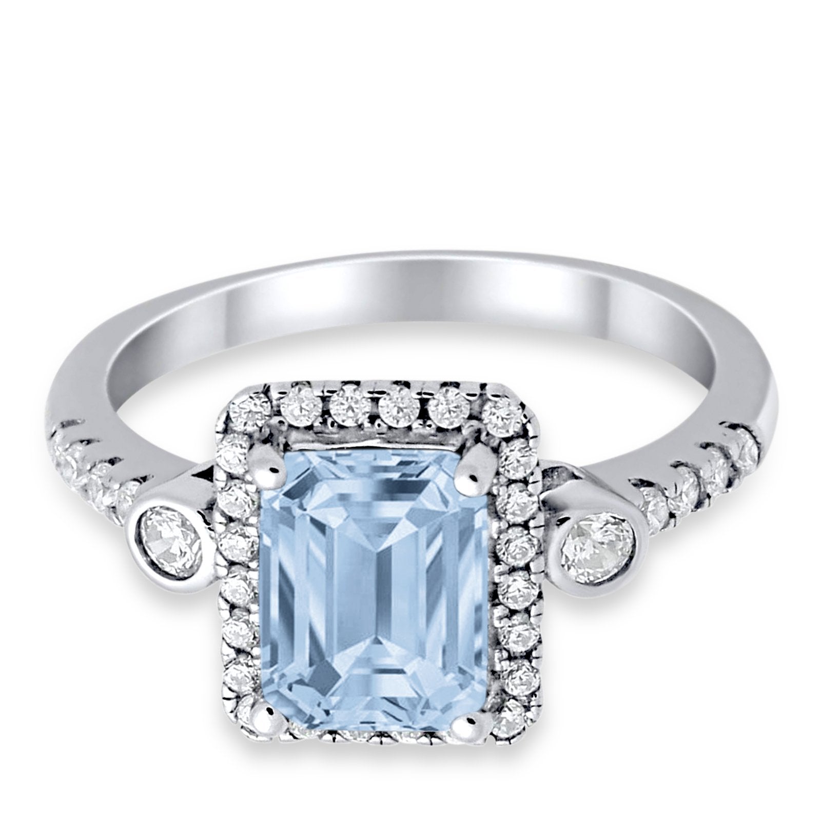 Halo Weddding Bridal Promise Ring Simulated Cubic Zirconia 925 Sterling Silver