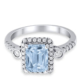Halo Weddding Bridal Promise Ring Simulated Cubic Zirconia 925 Sterling Silver