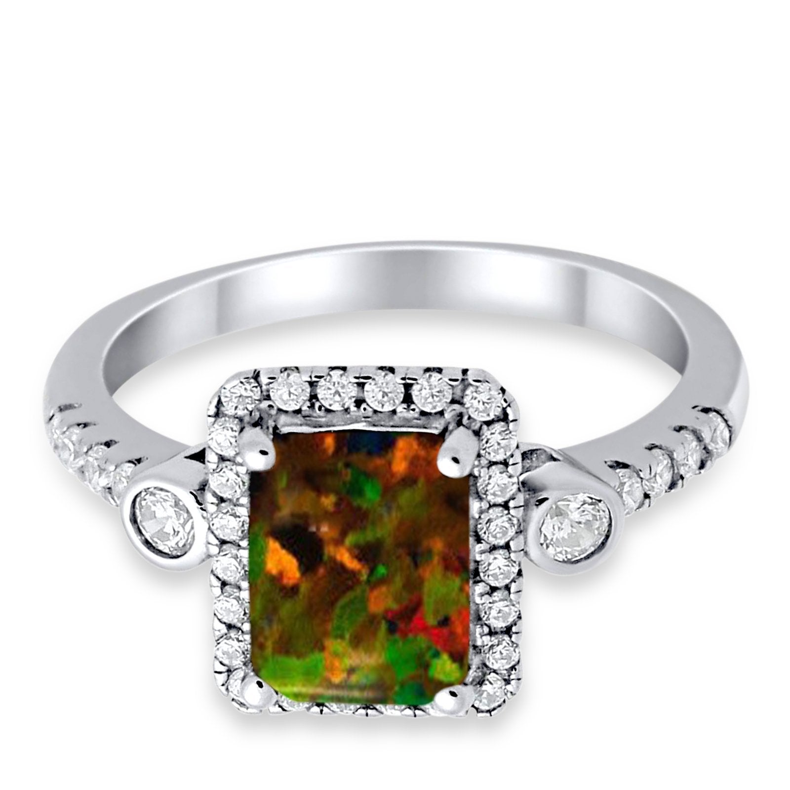 Halo Weddding Bridal Promise Ring Simulated Cubic Zirconia 925 Sterling Silver