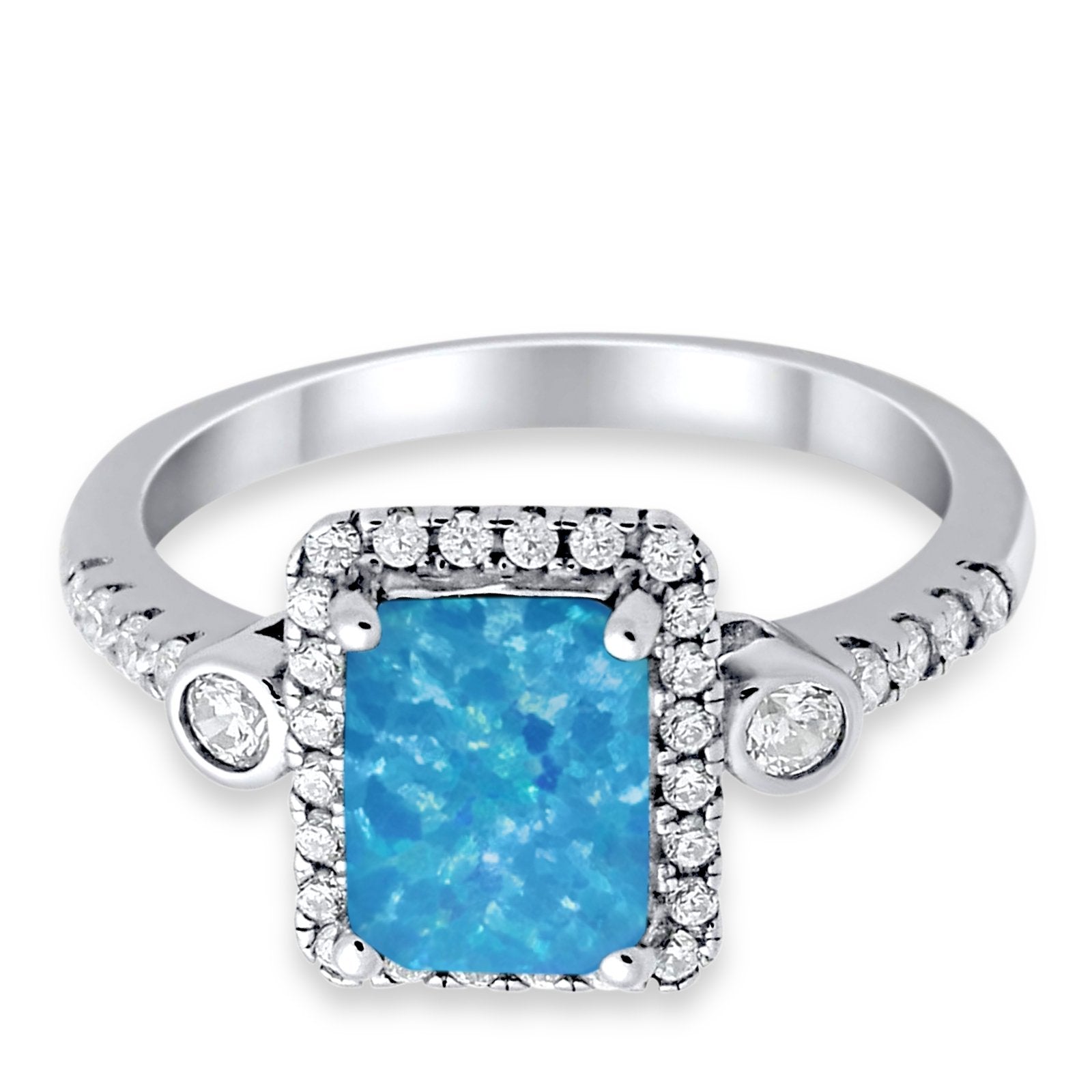 Halo Weddding Bridal Promise Ring Simulated Cubic Zirconia 925 Sterling Silver