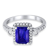 Halo Weddding Bridal Promise Ring Simulated Cubic Zirconia 925 Sterling Silver