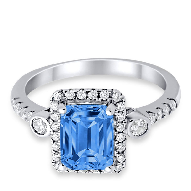 Halo Weddding Bridal Promise Ring Simulated Cubic Zirconia 925 Sterling Silver
