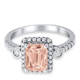 Halo Weddding Bridal Promise Ring Simulated Cubic Zirconia 925 Sterling Silver