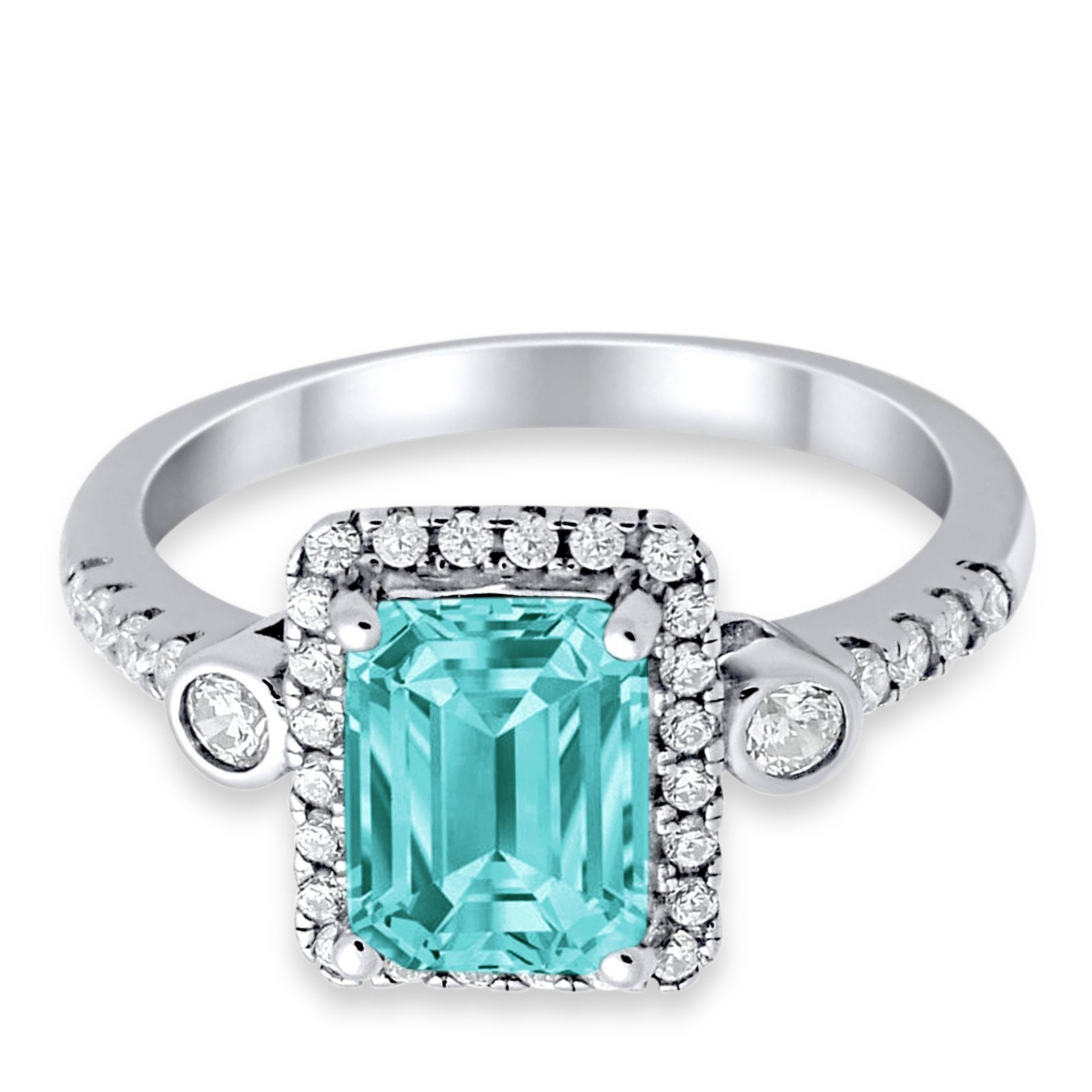 Halo Weddding Bridal Promise Ring Simulated Cubic Zirconia 925 Sterling Silver