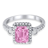 Halo Weddding Bridal Promise Ring Simulated Cubic Zirconia 925 Sterling Silver