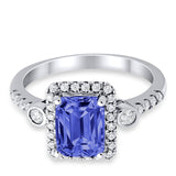 Halo Weddding Bridal Promise Ring Simulated Cubic Zirconia 925 Sterling Silver