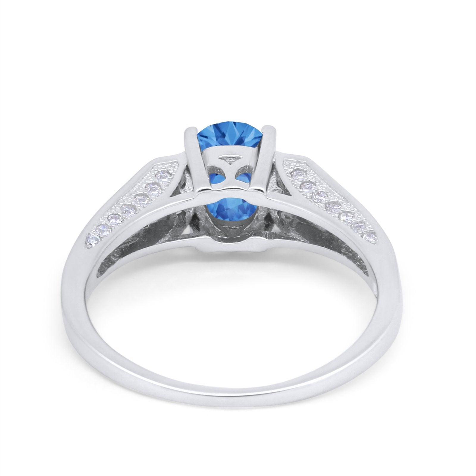 Solitaire Split Shank Wedding Ring Simulated Cubic Zirconia 925 Sterling Silver