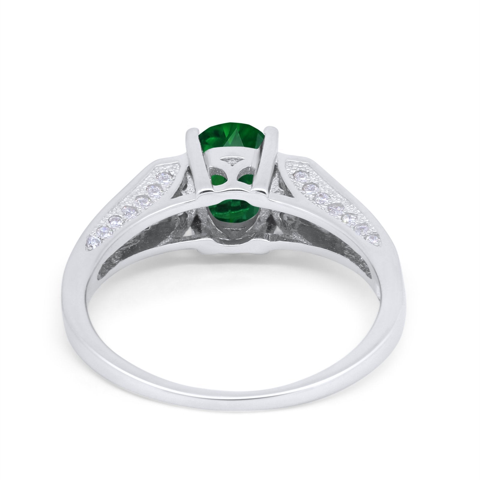 Solitaire Split Shank Wedding Ring Simulated Cubic Zirconia 925 Sterling Silver