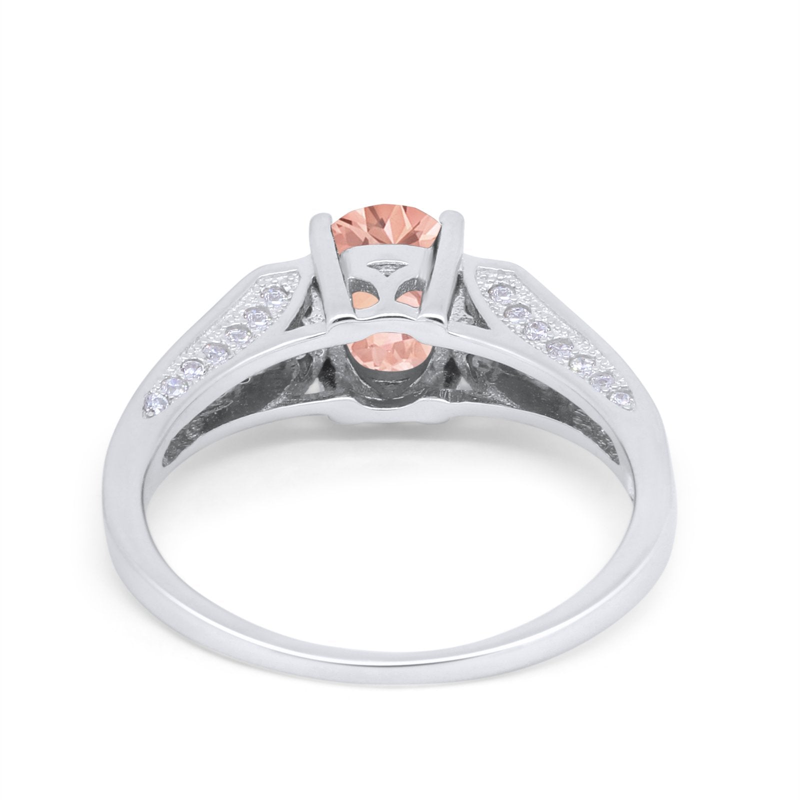 Solitaire Split Shank Wedding Ring Simulated Cubic Zirconia 925 Sterling Silver