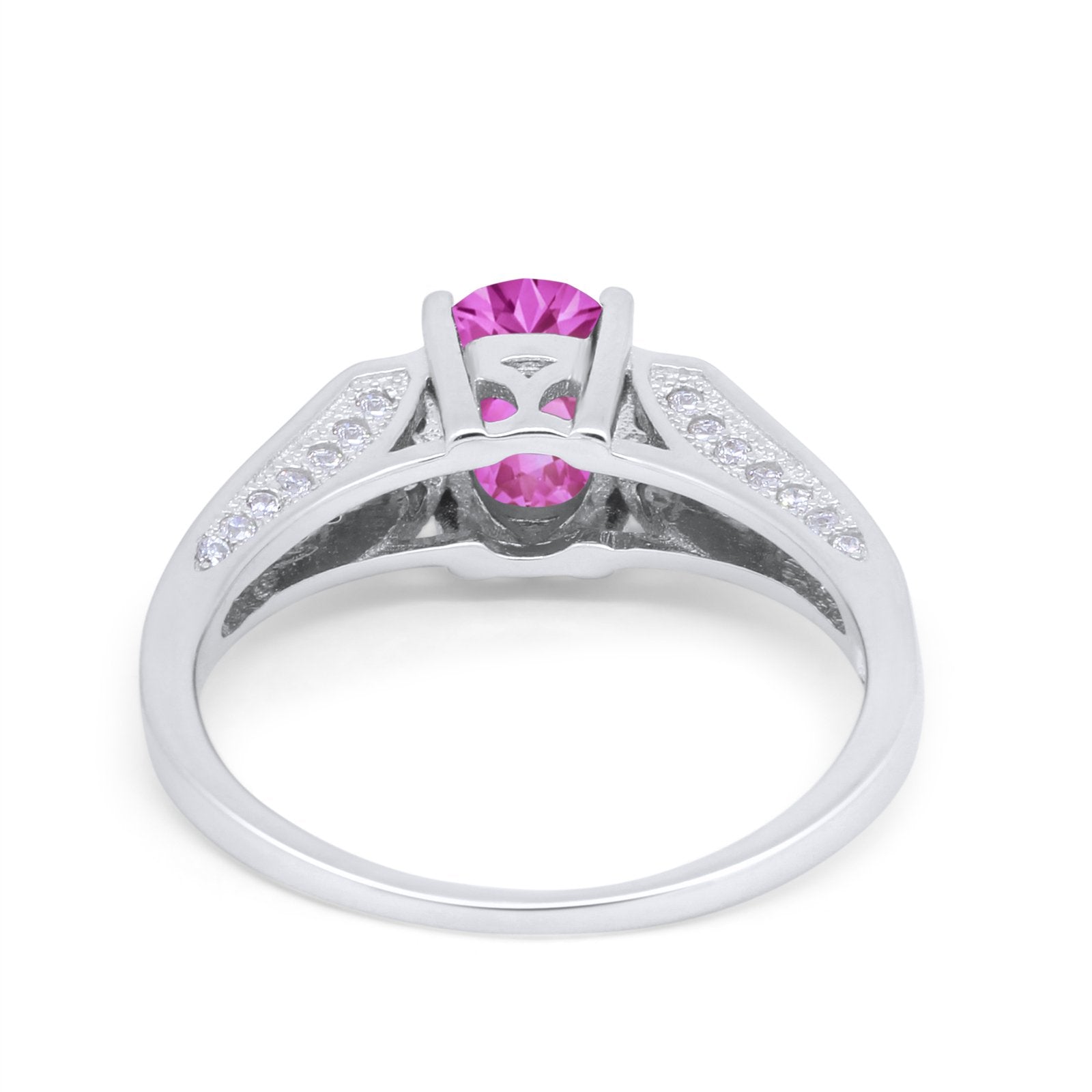 Solitaire Split Shank Wedding Ring Simulated Cubic Zirconia 925 Sterling Silver