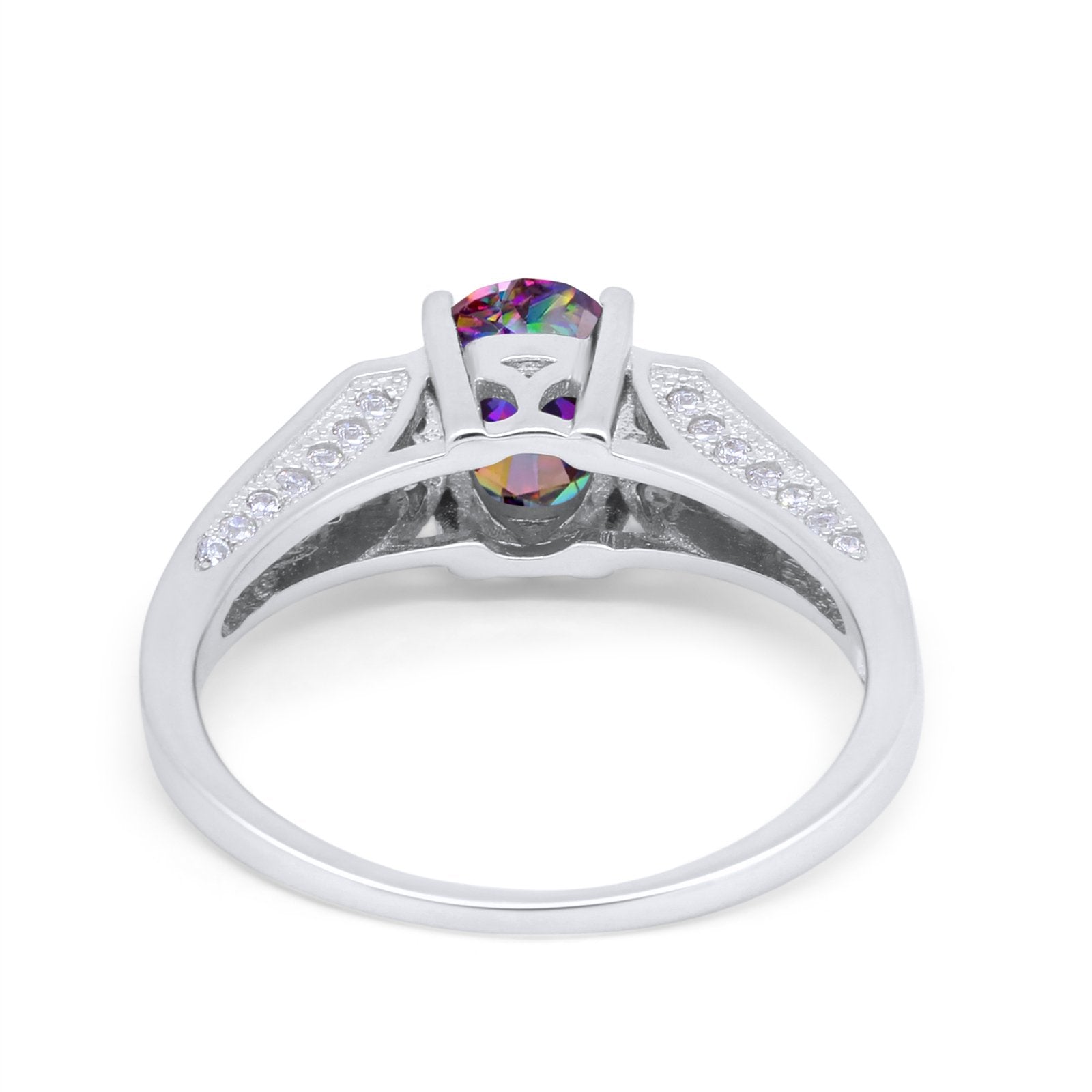 Solitaire Split Shank Wedding Ring Simulated Cubic Zirconia 925 Sterling Silver