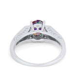 Solitaire Split Shank Wedding Ring Simulated Cubic Zirconia 925 Sterling Silver