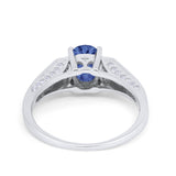 Solitaire Split Shank Wedding Ring Simulated Cubic Zirconia 925 Sterling Silver