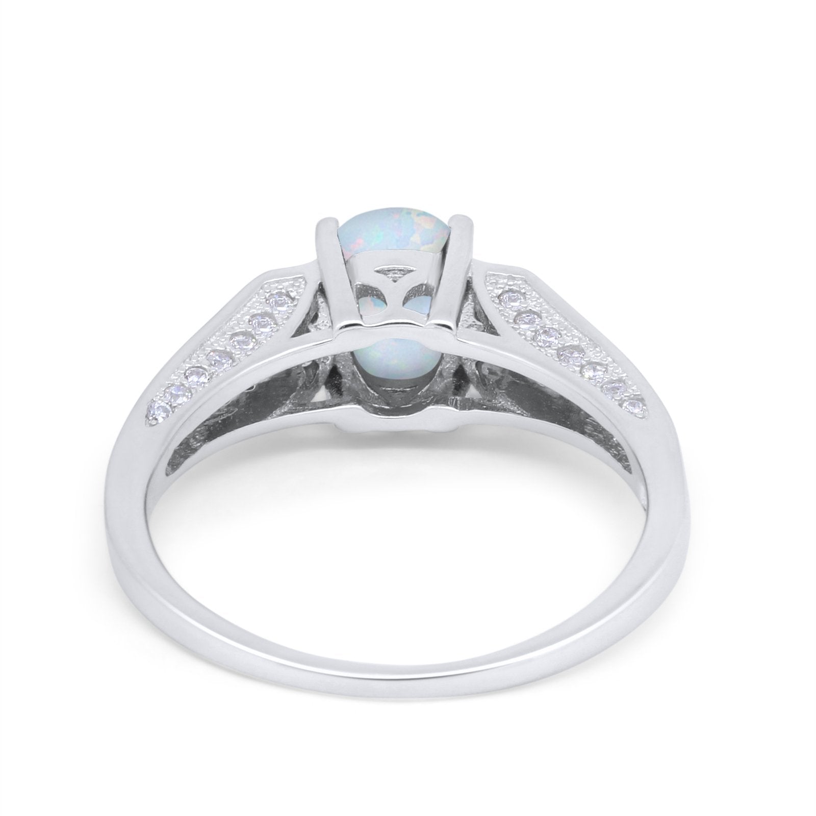 Solitaire Split Shank Wedding Ring Simulated Cubic Zirconia 925 Sterling Silver