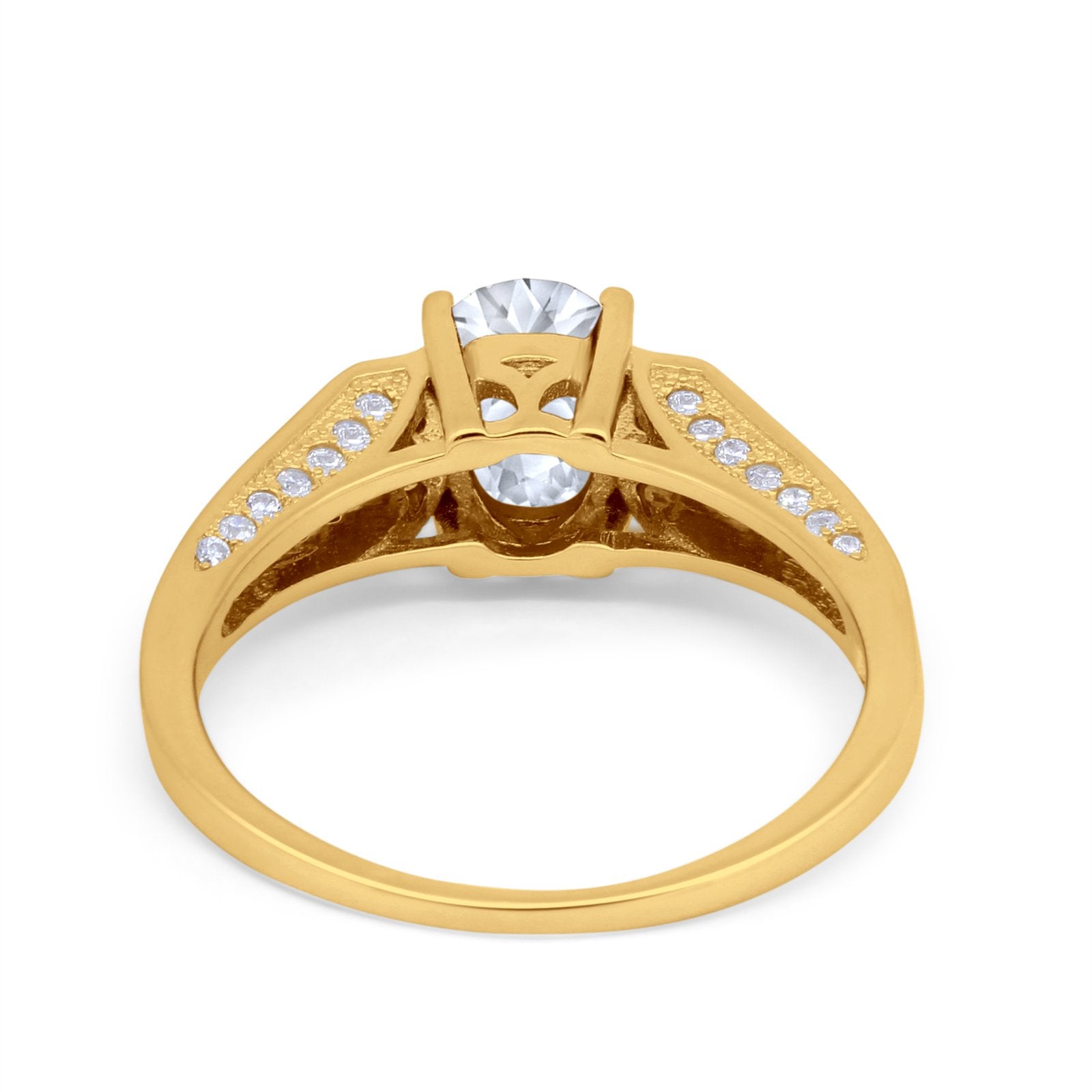 Solitaire Split Shank Wedding Ring Simulated Cubic Zirconia 925 Sterling Silver