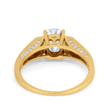 Solitaire Split Shank Wedding Ring Simulated Cubic Zirconia 925 Sterling Silver