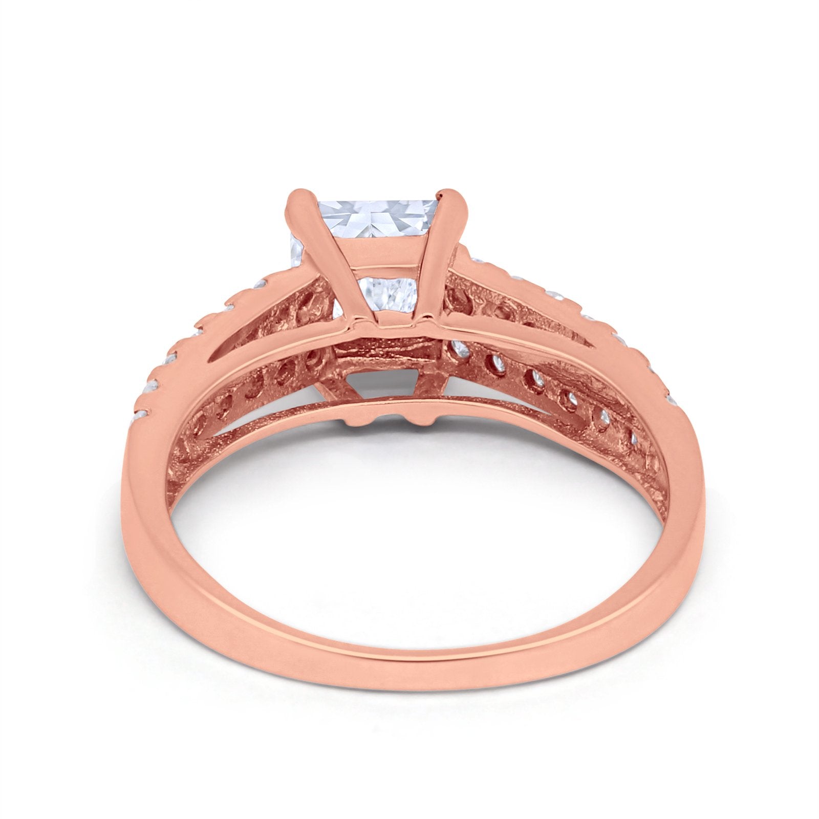 Wedding Ring Princess Cut Simulated Cubic Zirconia 925 Sterling Silver