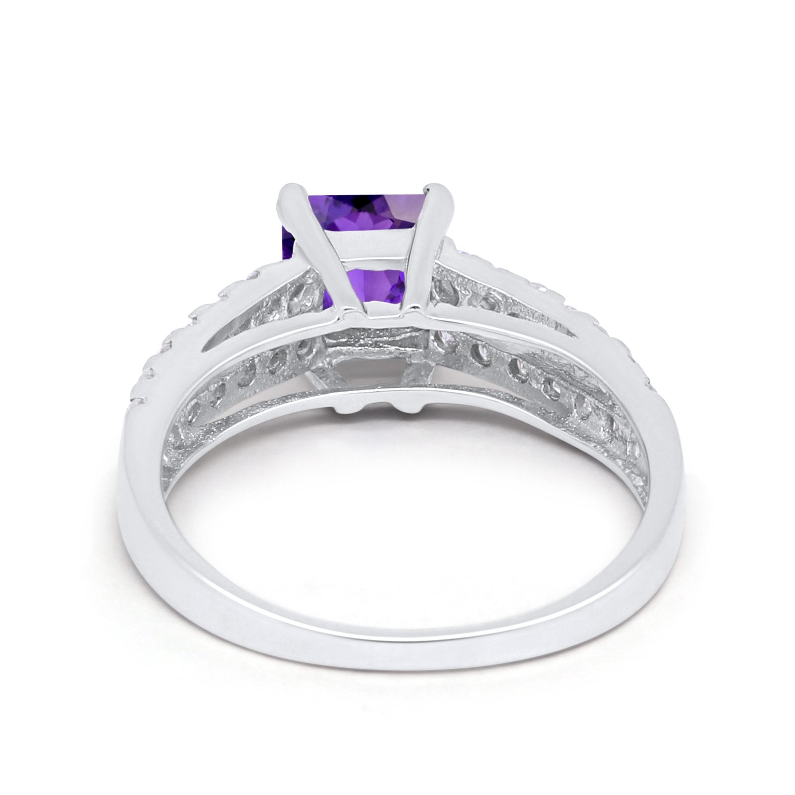 Wedding Ring Princess Cut Simulated Cubic Zirconia 925 Sterling Silver