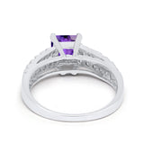 Wedding Ring Princess Cut Simulated Cubic Zirconia 925 Sterling Silver