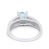 Wedding Ring Princess Cut Simulated Cubic Zirconia 925 Sterling Silver