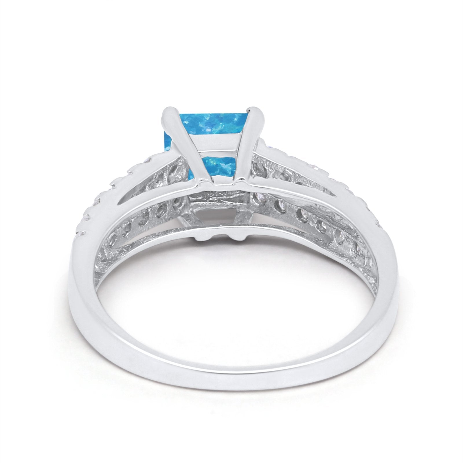 Wedding Ring Princess Cut Simulated Cubic Zirconia 925 Sterling Silver