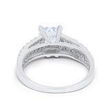 Wedding Ring Princess Cut Simulated Cubic Zirconia 925 Sterling Silver