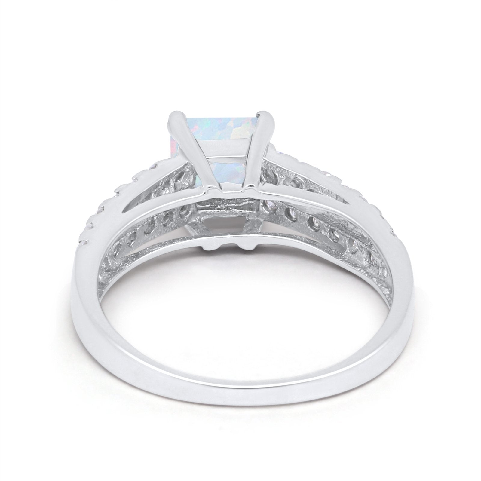 Wedding Ring Princess Cut Simulated Cubic Zirconia 925 Sterling Silver