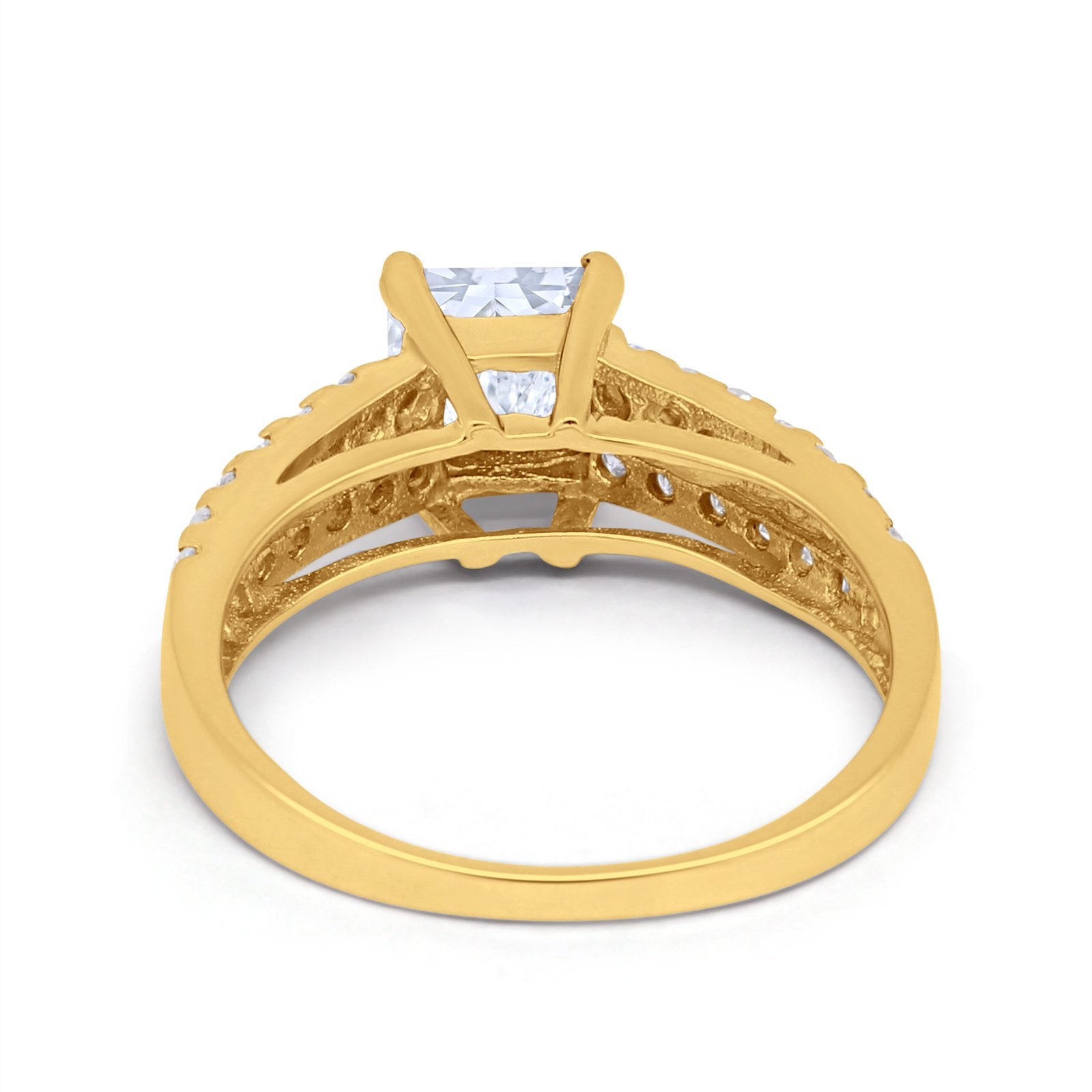 Wedding Ring Princess Cut Simulated Cubic Zirconia 925 Sterling Silver