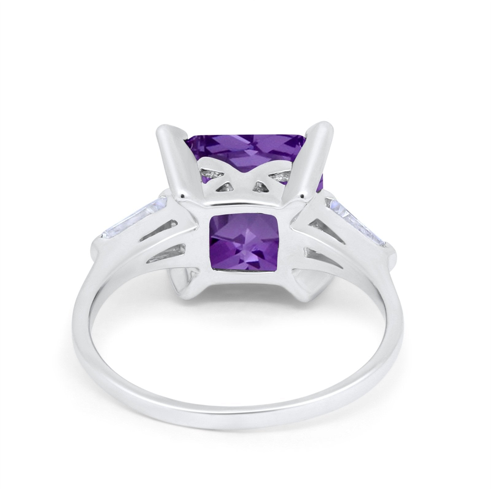 Wedding Ring Princess Cut Baguette Simulated Cubic Zirconia 925 Sterling Silver