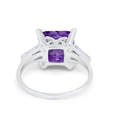 Wedding Ring Princess Cut Baguette Simulated Cubic Zirconia 925 Sterling Silver