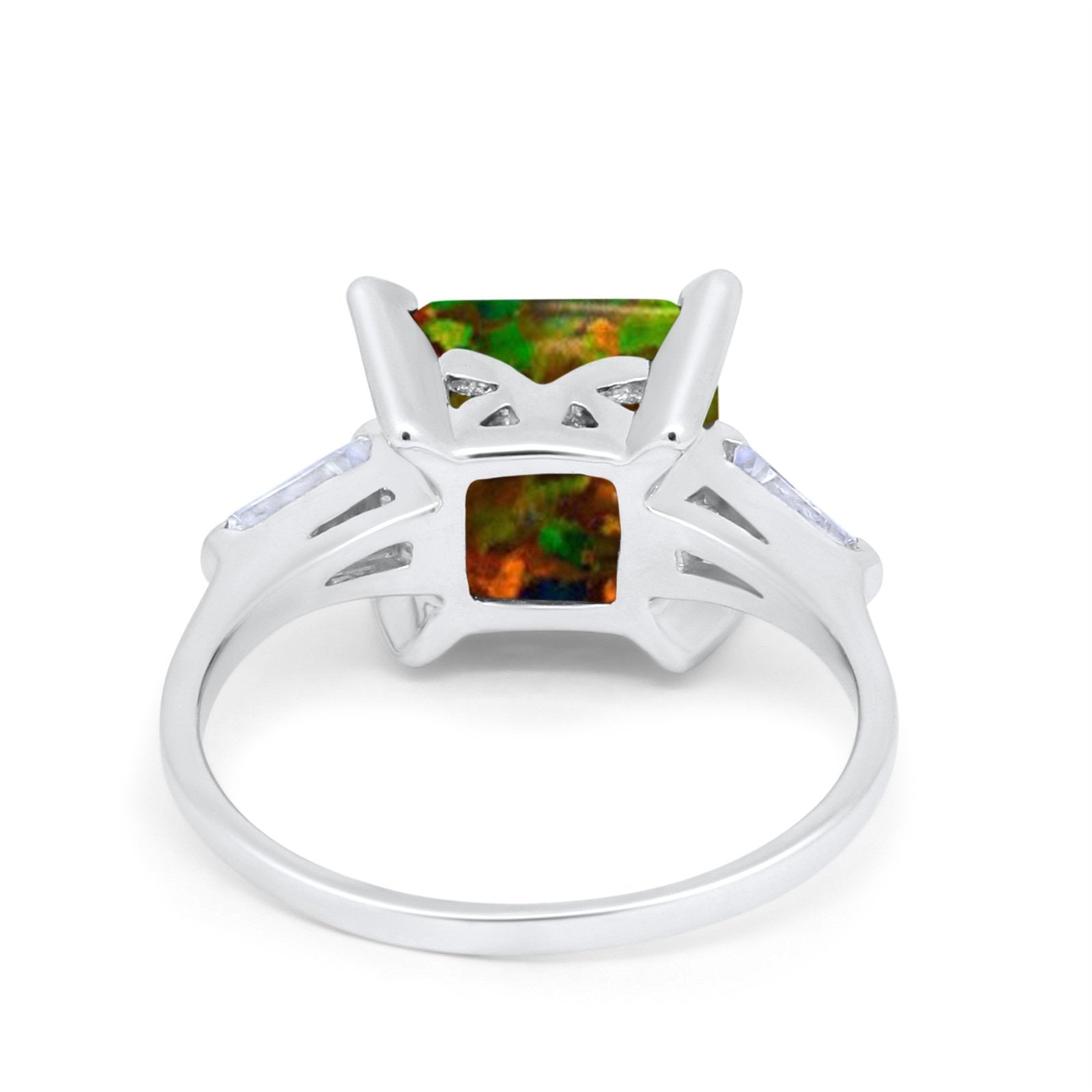 Wedding Ring Princess Cut Baguette Simulated Cubic Zirconia 925 Sterling Silver