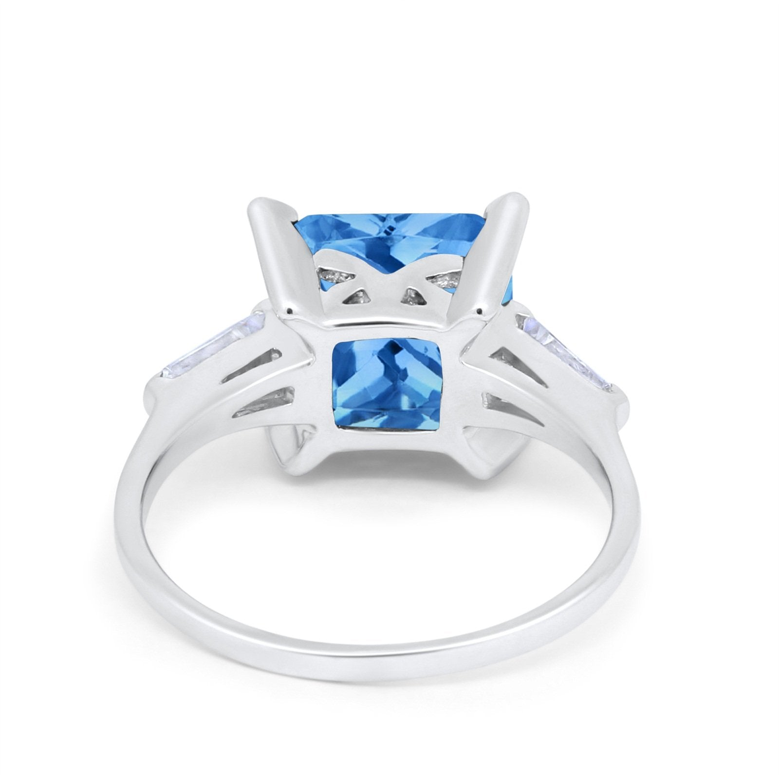 Wedding Ring Princess Cut Baguette Simulated Cubic Zirconia 925 Sterling Silver