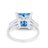Wedding Ring Princess Cut Baguette Simulated Cubic Zirconia 925 Sterling Silver