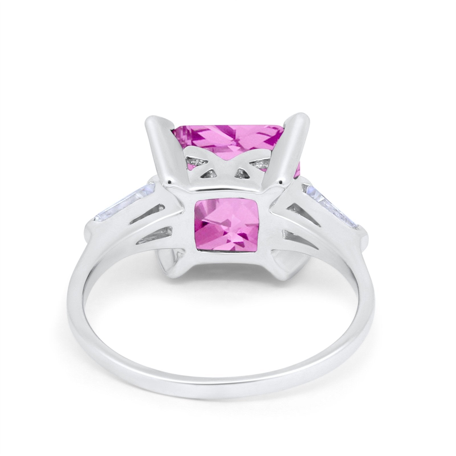 Wedding Ring Princess Cut Baguette Simulated Cubic Zirconia 925 Sterling Silver