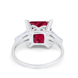 Wedding Ring Princess Cut Baguette Simulated Cubic Zirconia 925 Sterling Silver