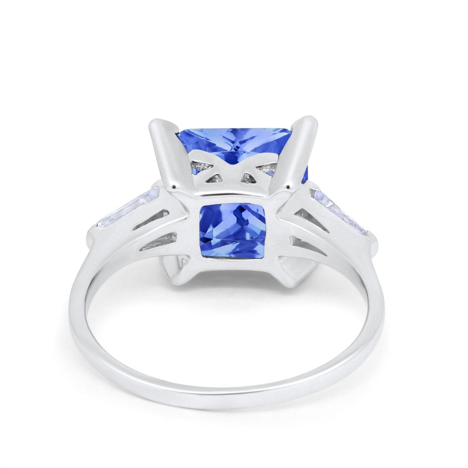 Wedding Ring Princess Cut Baguette Simulated Cubic Zirconia 925 Sterling Silver