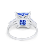 Wedding Ring Princess Cut Baguette Simulated Cubic Zirconia 925 Sterling Silver