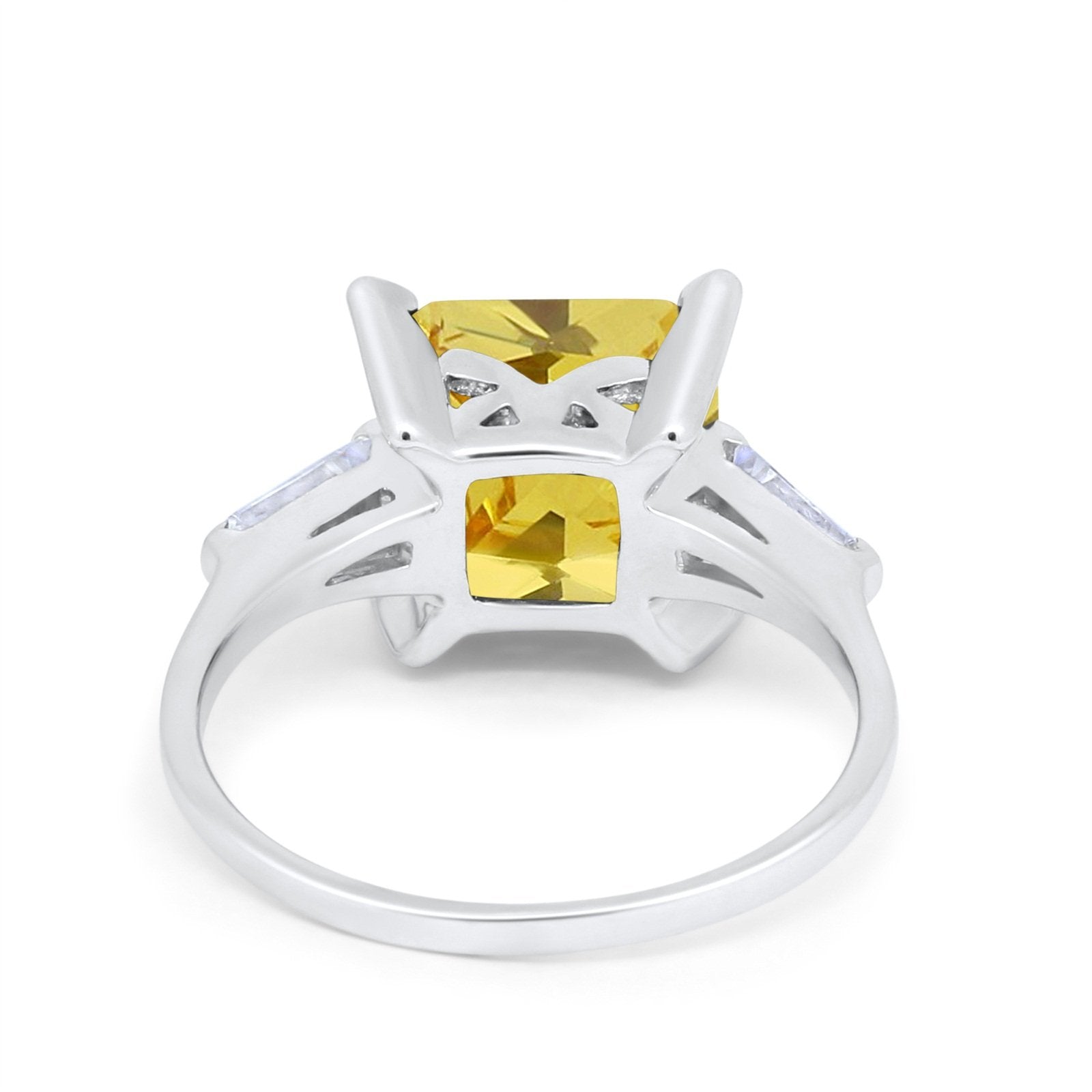Wedding Ring Princess Cut Baguette Simulated Cubic Zirconia 925 Sterling Silver