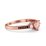 Heart Promise Ring Simulated Cubic Zirconia Black Accent 925 Sterling Silver