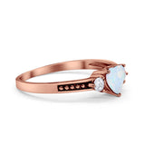 Heart Promise Ring Simulated Cubic Zirconia Black Accent 925 Sterling Silver