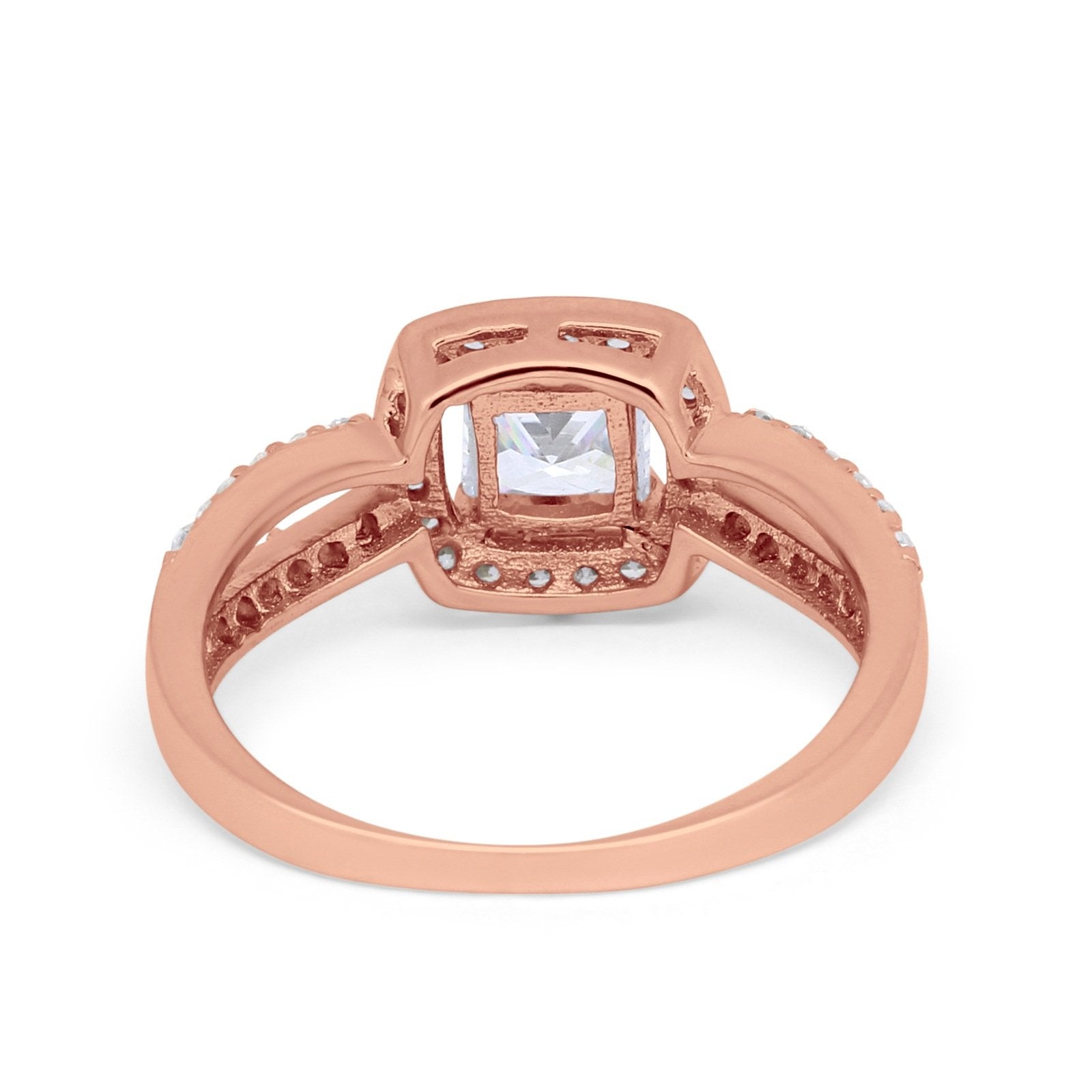 Dazzling Halo Wedding Ring Simulated Cubic Zirconia 925 Sterling Silver