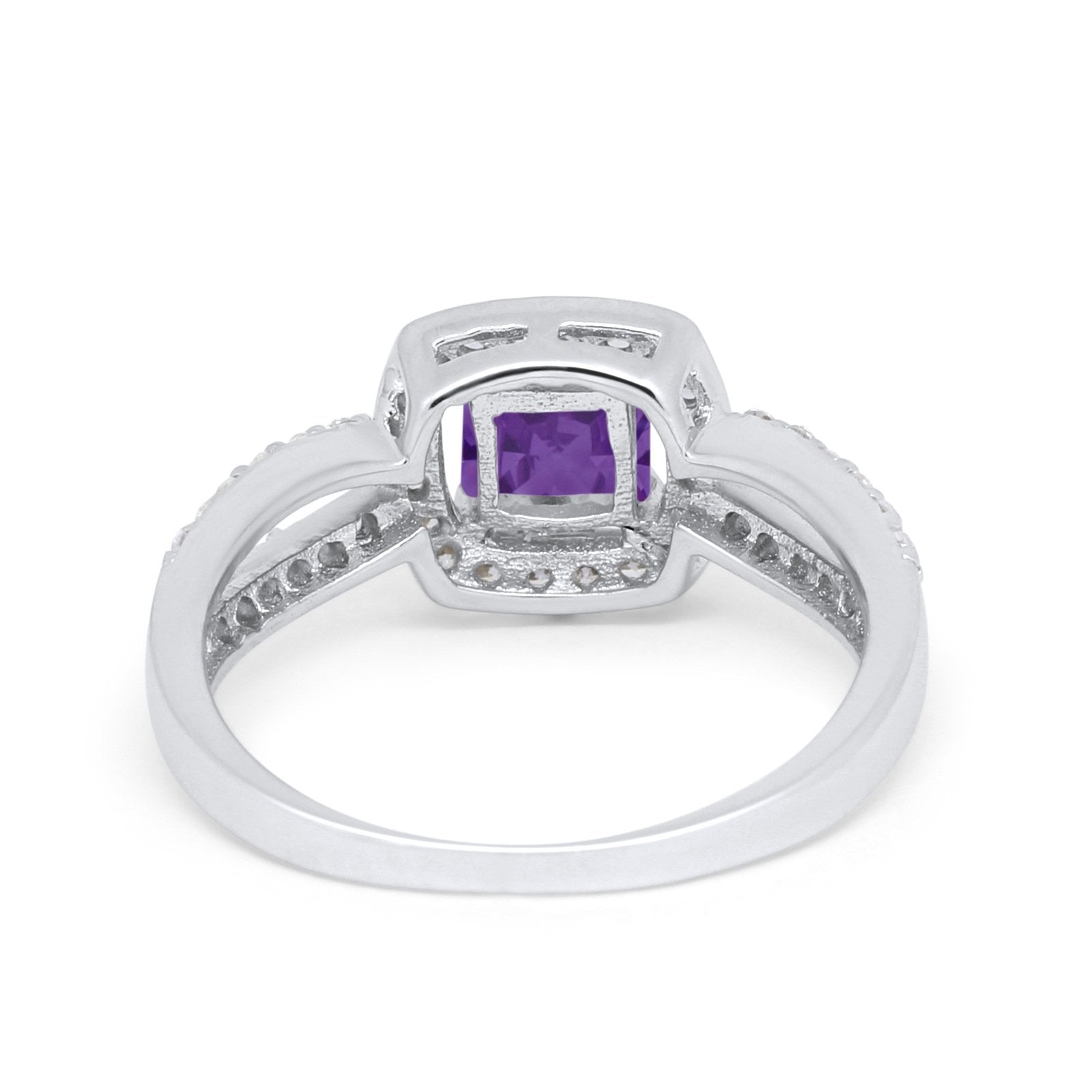 Dazzling Halo Wedding Ring Simulated Cubic Zirconia 925 Sterling Silver