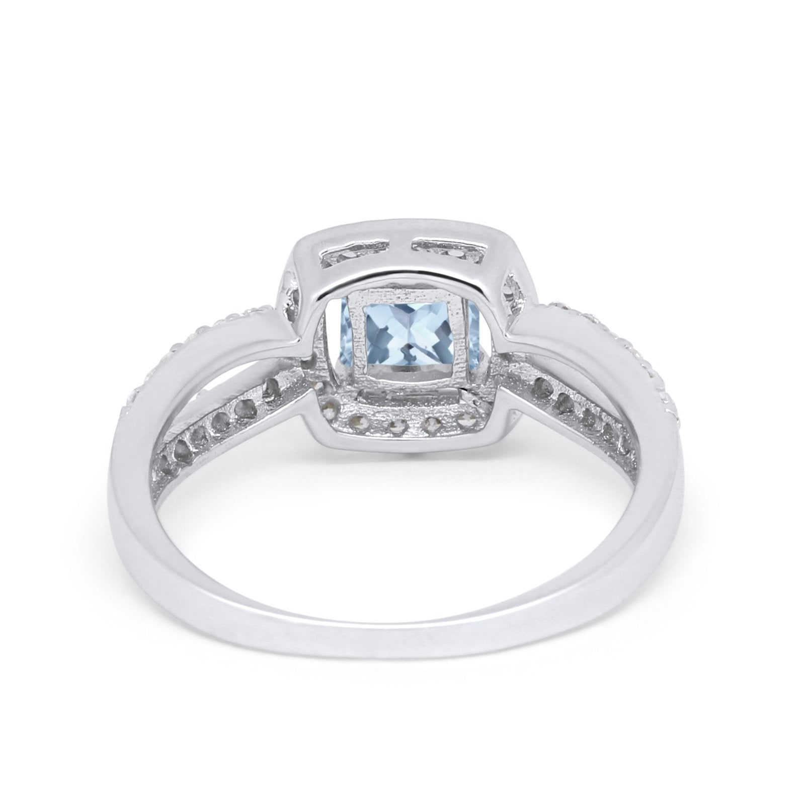 Dazzling Halo Wedding Ring Simulated Cubic Zirconia 925 Sterling Silver