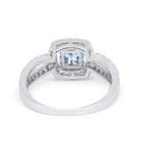 Dazzling Halo Wedding Ring Simulated Cubic Zirconia 925 Sterling Silver