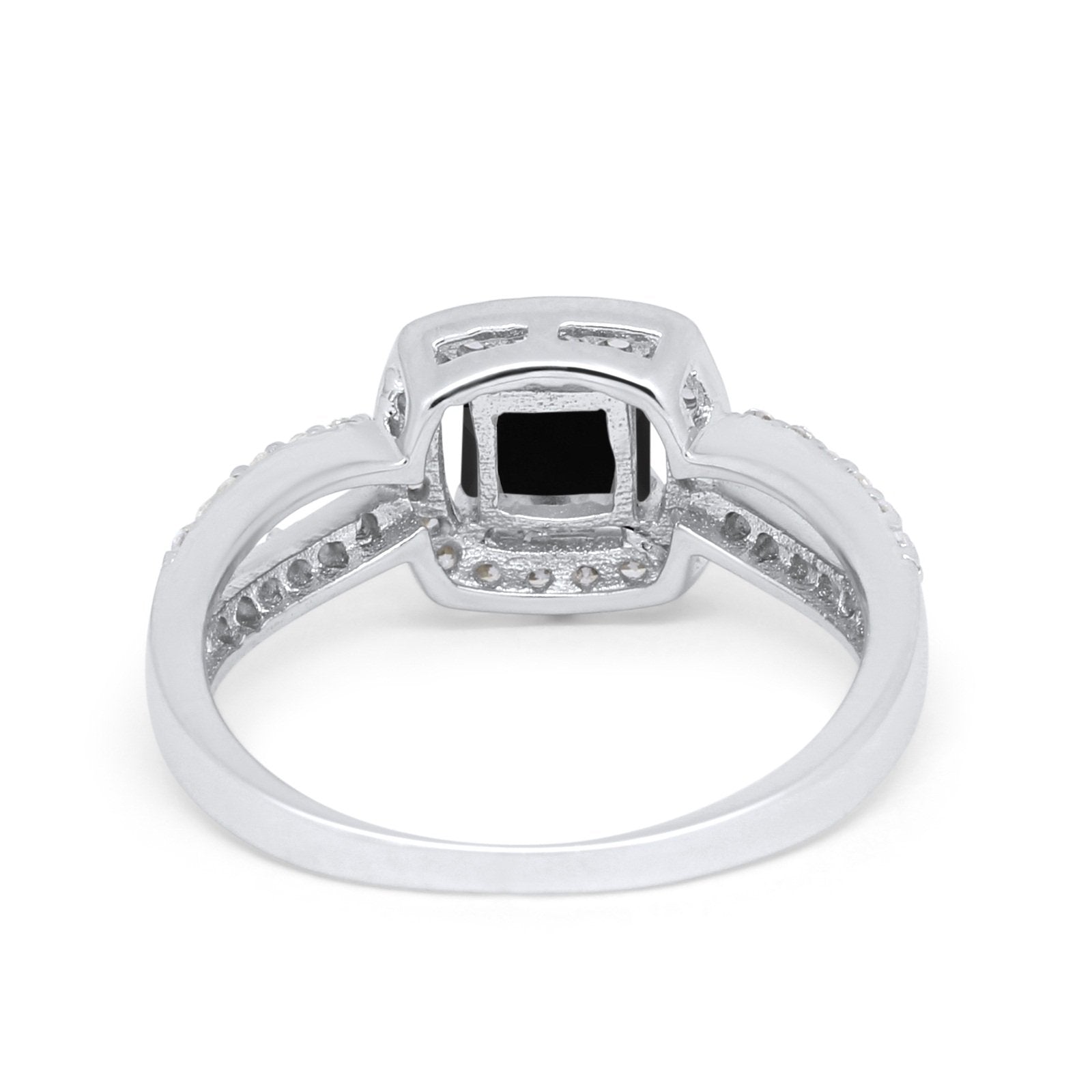Dazzling Halo Wedding Ring Simulated Cubic Zirconia 925 Sterling Silver