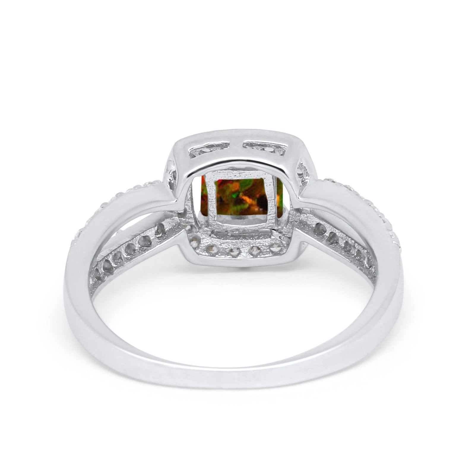 Dazzling Halo Wedding Ring Simulated Cubic Zirconia 925 Sterling Silver