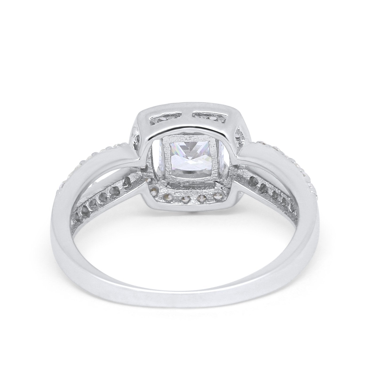 Dazzling Halo Wedding Ring Simulated Cubic Zirconia 925 Sterling Silver